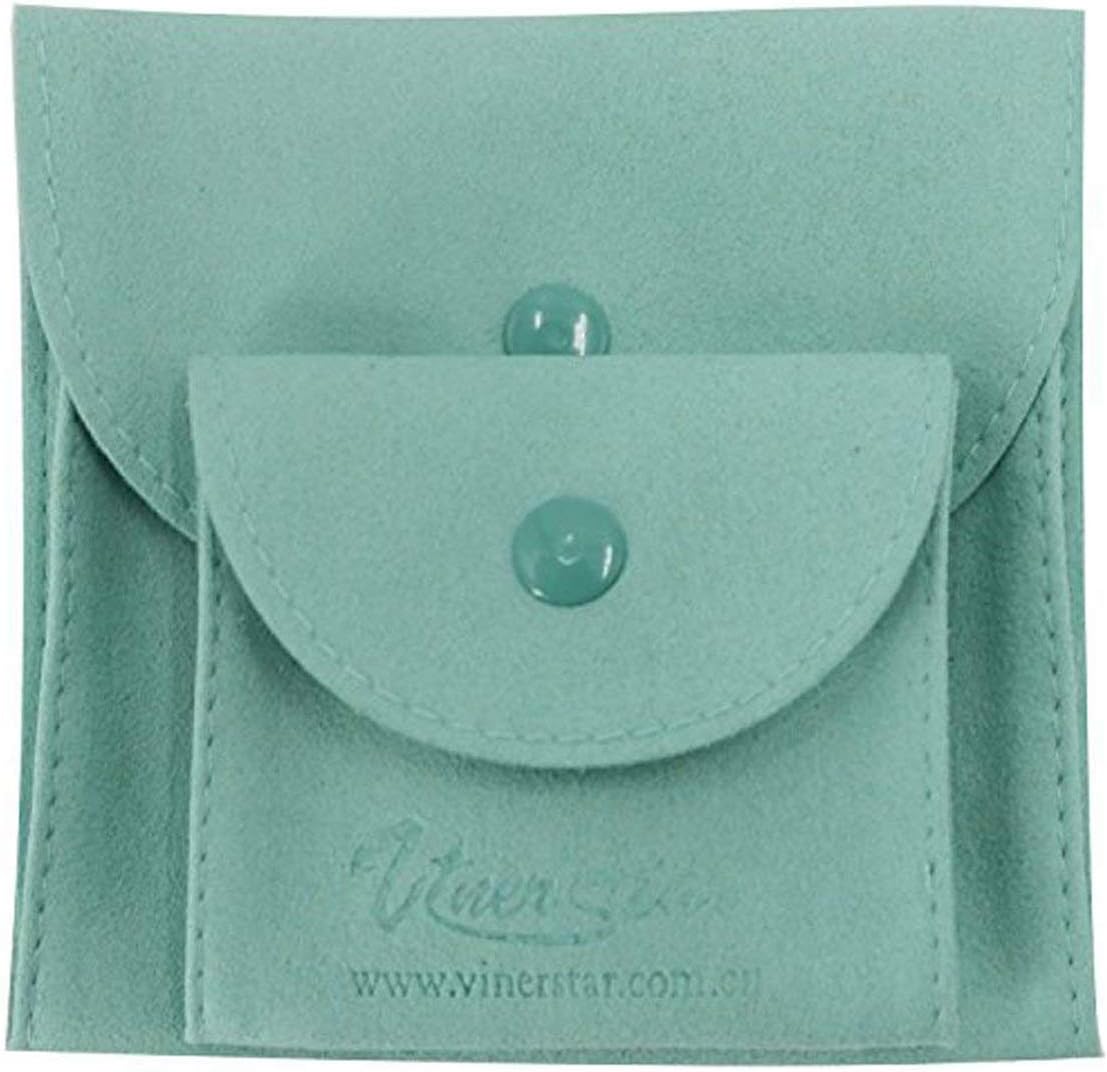 VinerstarVinerstar Pack of 2 PCS Microfiber Faux Suede Leather Small Jewelry Pouch with Snap Button (Blue)