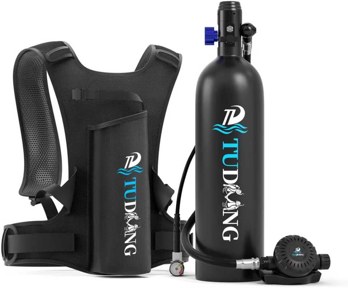 TUDIVING-1.9L Lung Tank | 122Cu in Scuba Tank | 2000CC Diving Tank | Portable | Reusable | Max 3000 PSI | Support 30-45 Minutes Breath | for Diving Entertainment/Underwater Work