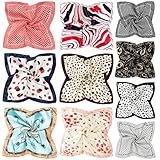 COOLANS 10 PCS Mixed Set Scarf,Fashion Square Satin Neck Scarf Head scarf for Women Hair Scarf Bundle 20 inch x 20 inch (Set A (10 pcs))