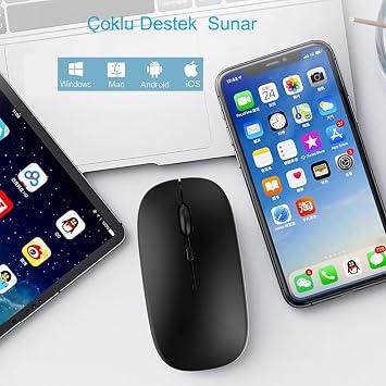 TriLine Bluetooth Şarjlı 2.4Ghz Kablosuz Mouse Sessiz Tıklama