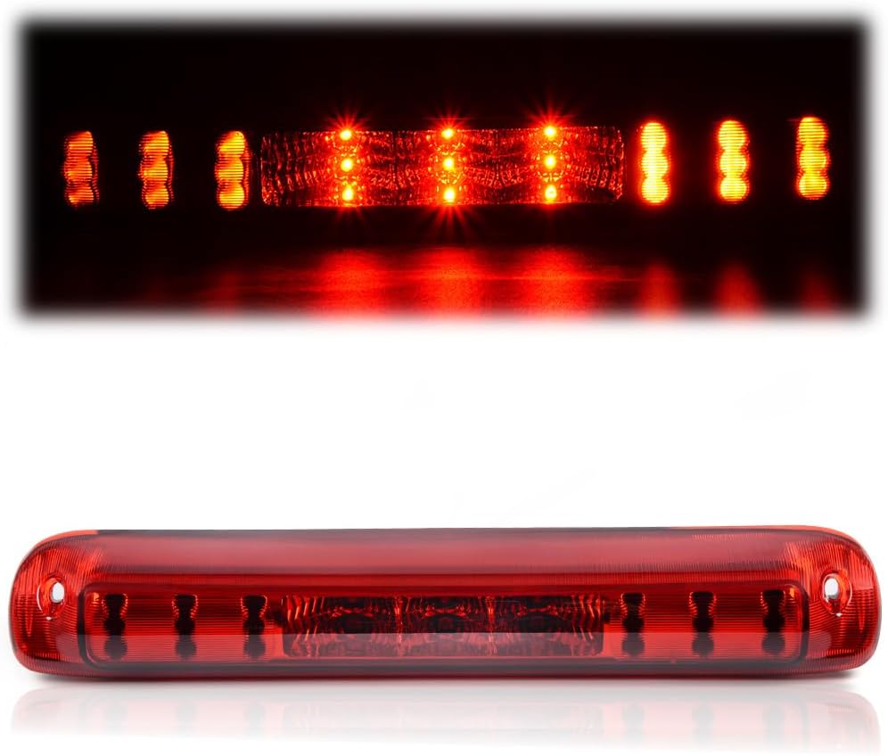 New Red LED Chrome Housing High Mount 3rd Third Brake Light Fit for 1999-2006 Chevrolet Silverado GMC Sierra 1500 2500 3500 Cargo Tail Lamp