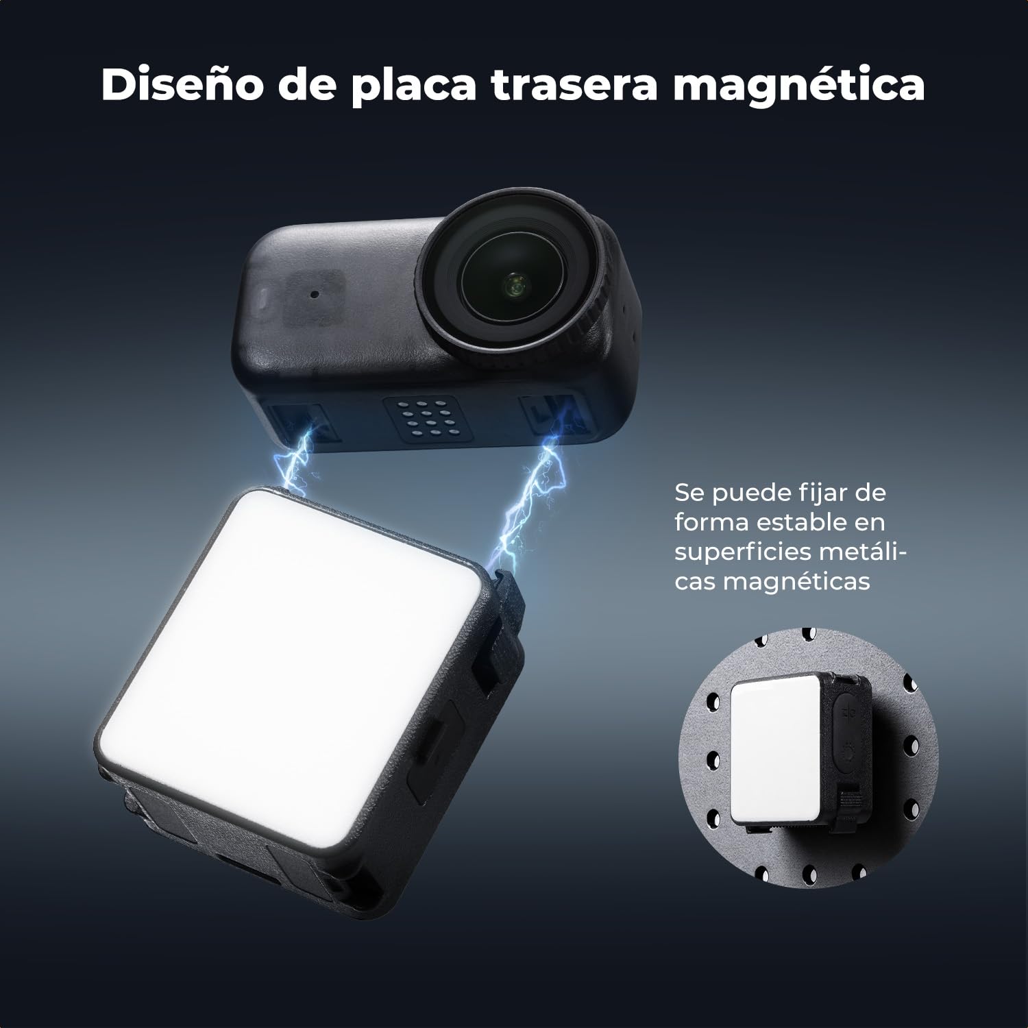 K&F CONCEPT Mini Luz Compatible con Osmo Action 6/Osmo Nano | Luz de vídeo para vlogging, videografía y fotografía, Soporte magnético de liberación rápida, luz LED para Streaming A6051