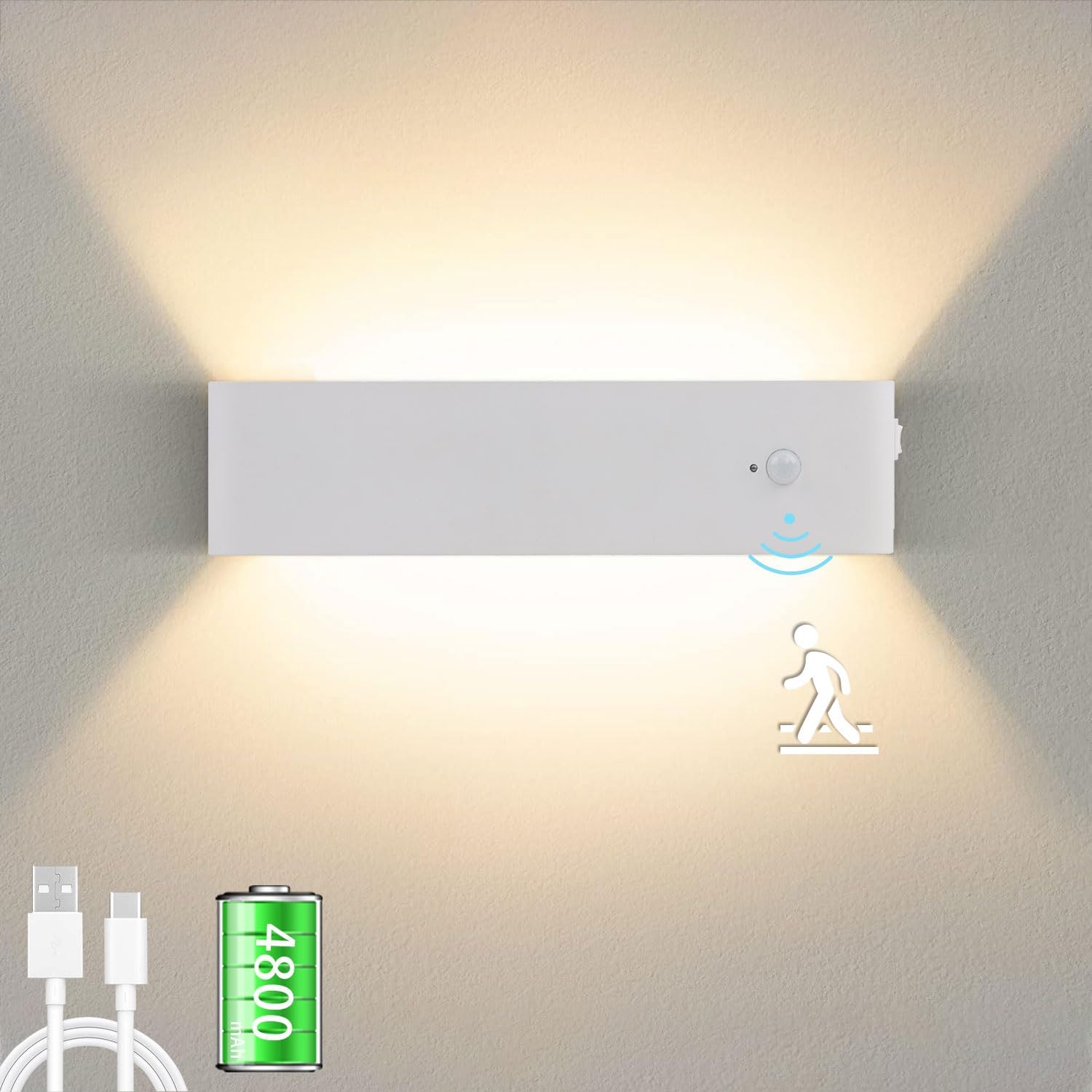 SENFAY LED Wall sconces battery operated, Rechargeable Wall