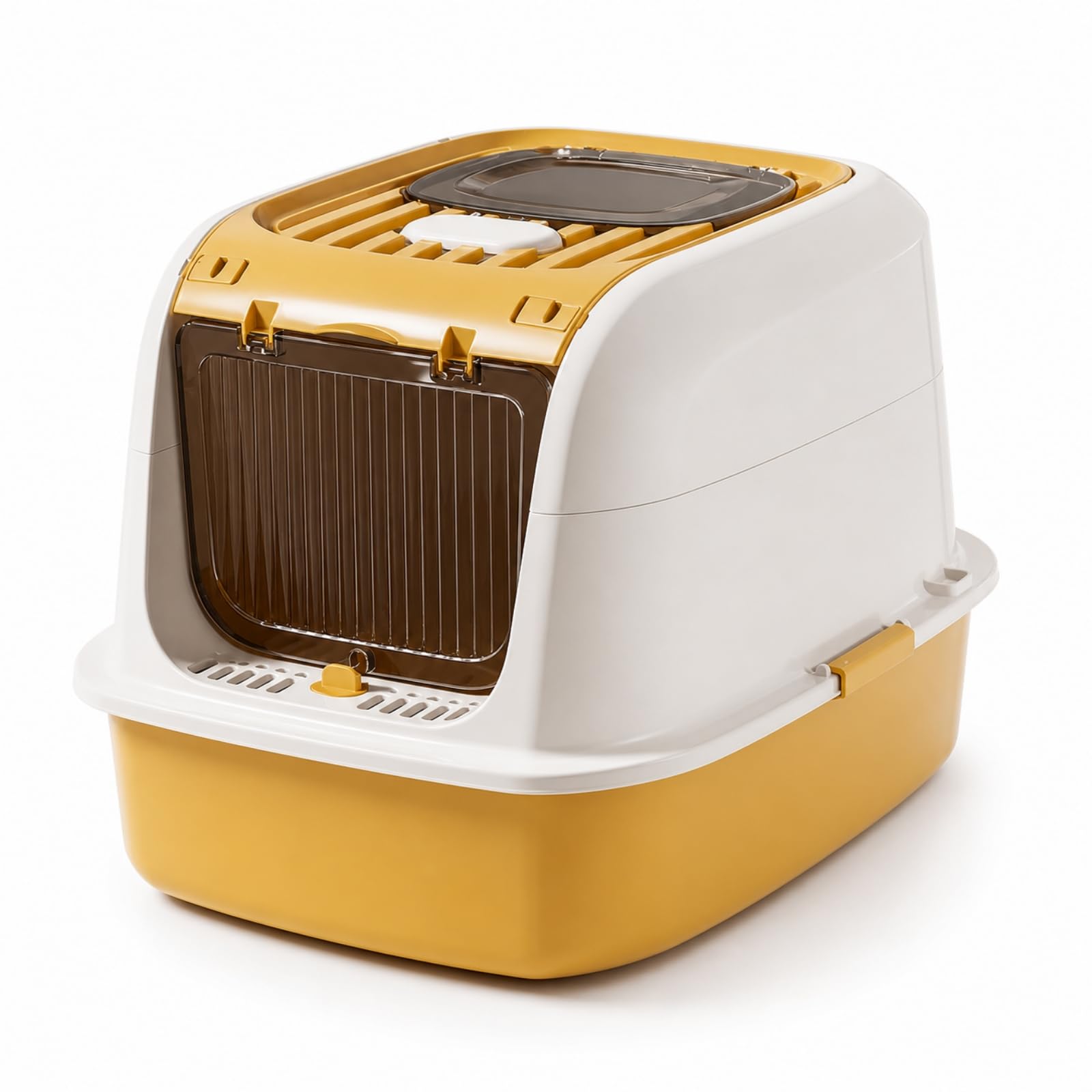 predolo Arenero Cubierto Cerrado Arenero con Puerta Antiolores Banja Sanitaria para Gatos, Interior, Amarillo