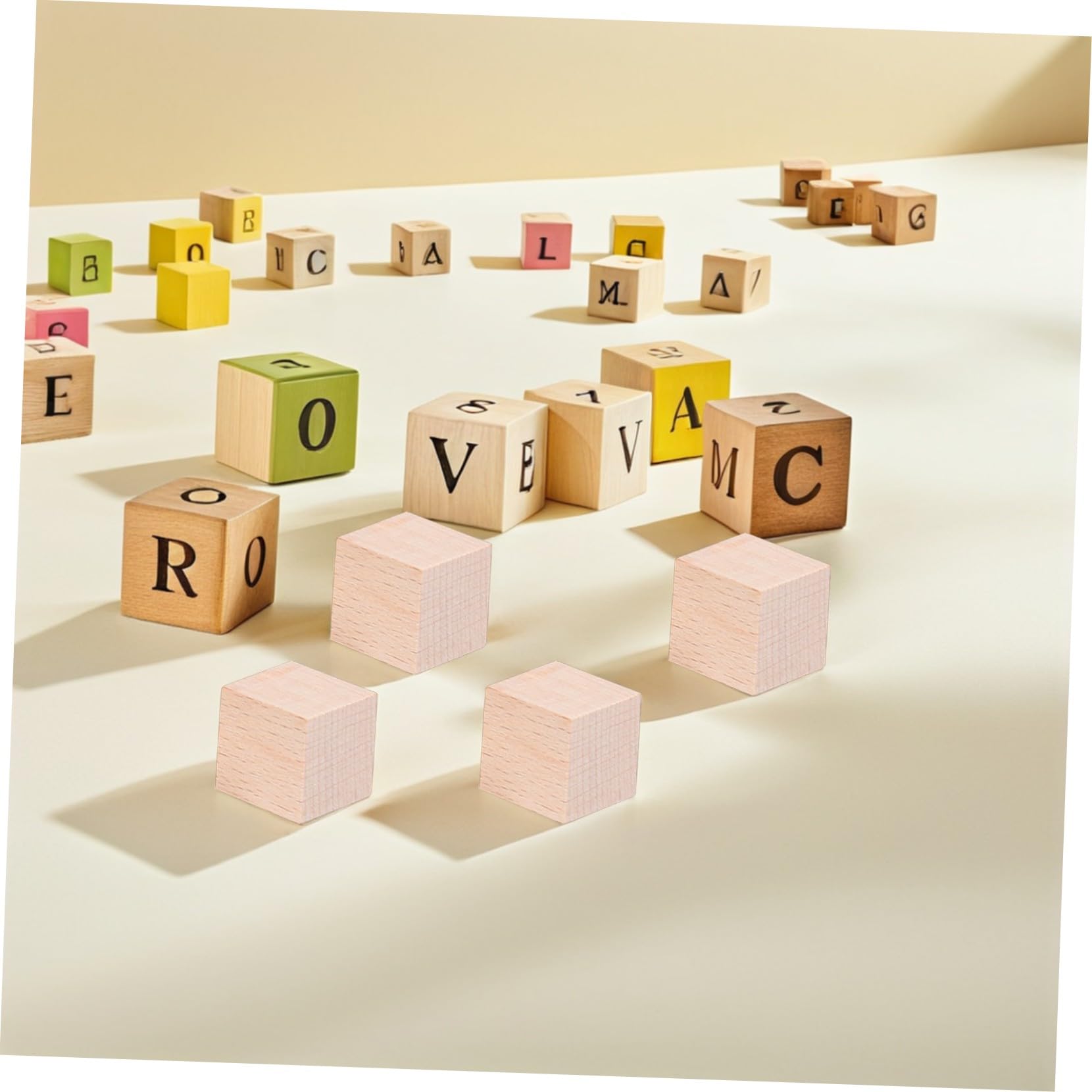Mikikit 120pezzi Blocchi Quadrati in Legno Non Finiti Cubetti di Legno Naturali per Artigianato e Progetti Fai da Te Piccoli Blocchi per Gioco Creativo e Interazione Familiare