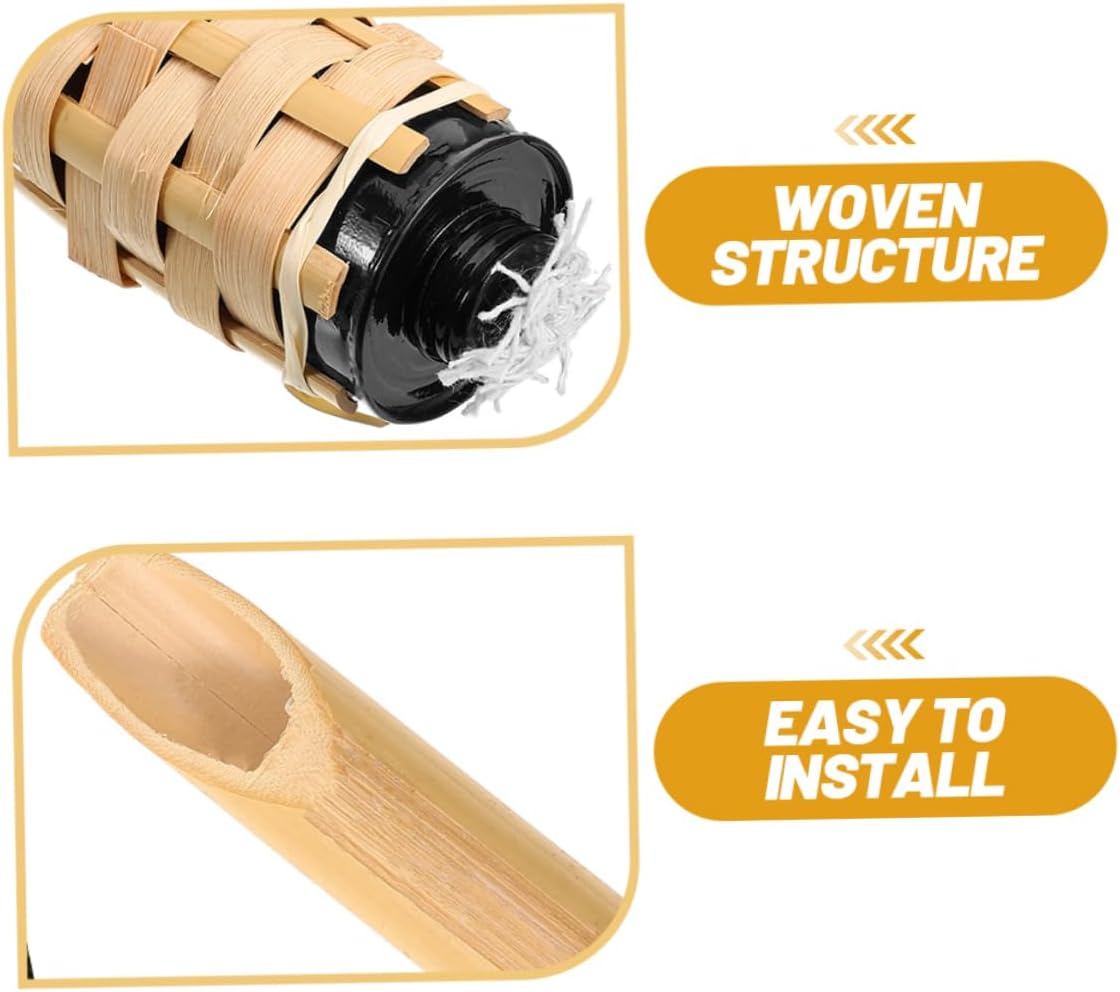 Mikikit 4pcs Torches for Outside Rustic Garden and Lanterns Easy to Install Oil Lamps for Festivals Weddings and Summer Parties Natural Design for Stable Illumination