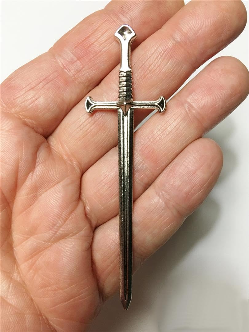 Morezmore M01127-Silver 1pc Miniature Sword Weapon 92 x 24 mm Doll Dollhouse Mini 1:12 Scale QC1