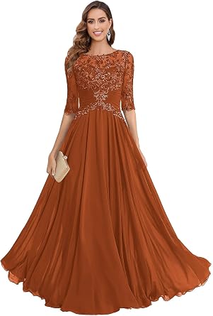 Mother of The Bride Dresses Chiffon Women's Lace Applique Wedding Dress V-Neck Half Sleeveless Formal Evening Gowns Black
