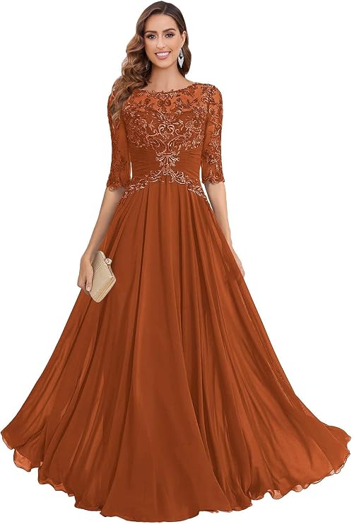 Mother of The Bride Dresses Chiffon Women's Lace Applique Wedding Dress V-Neck Half Sleeveless Formal Evening Gowns Black