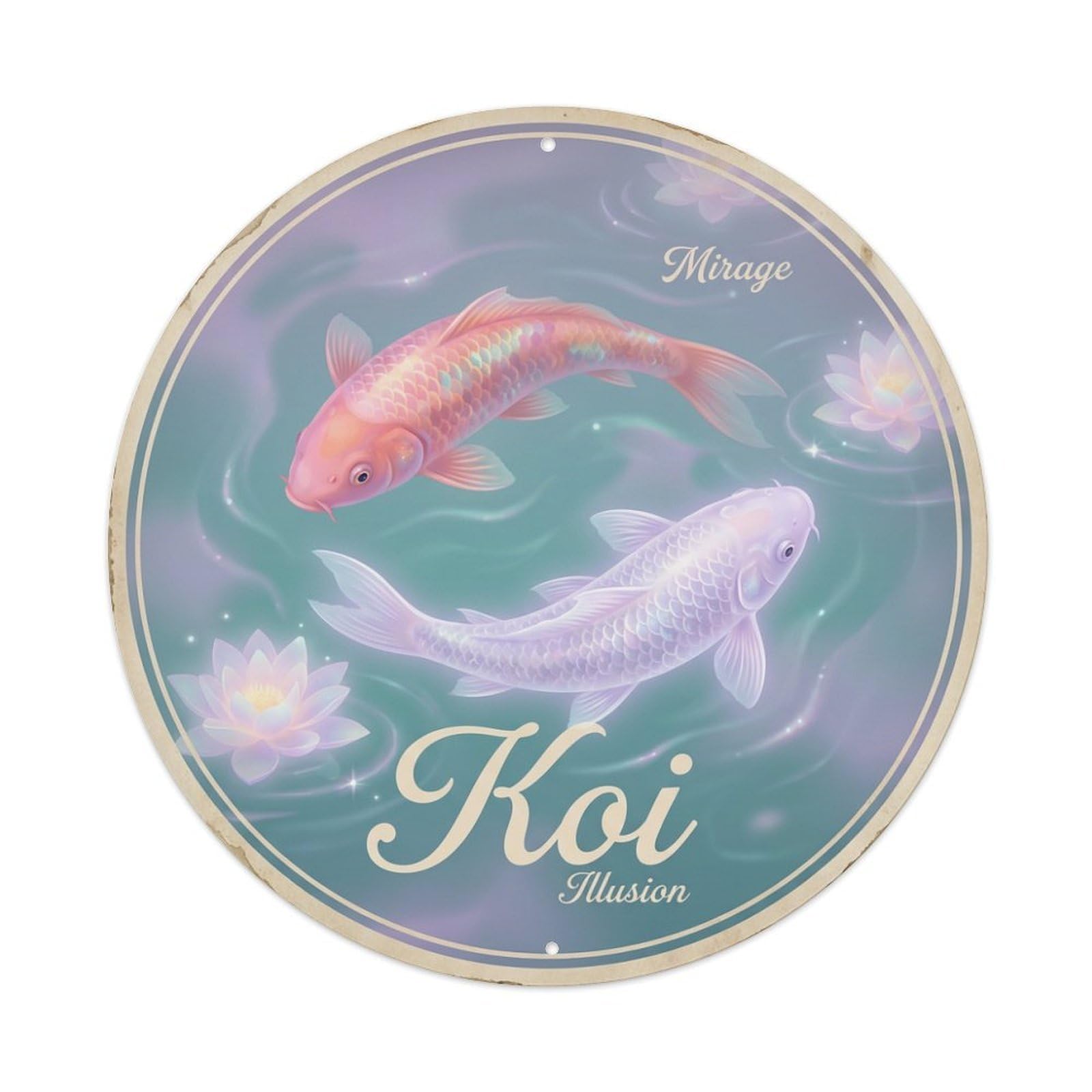 Koi Fish Mirage Illusion Vision Waters Dreamy Fantasy Ethereal Metal Tin Sign