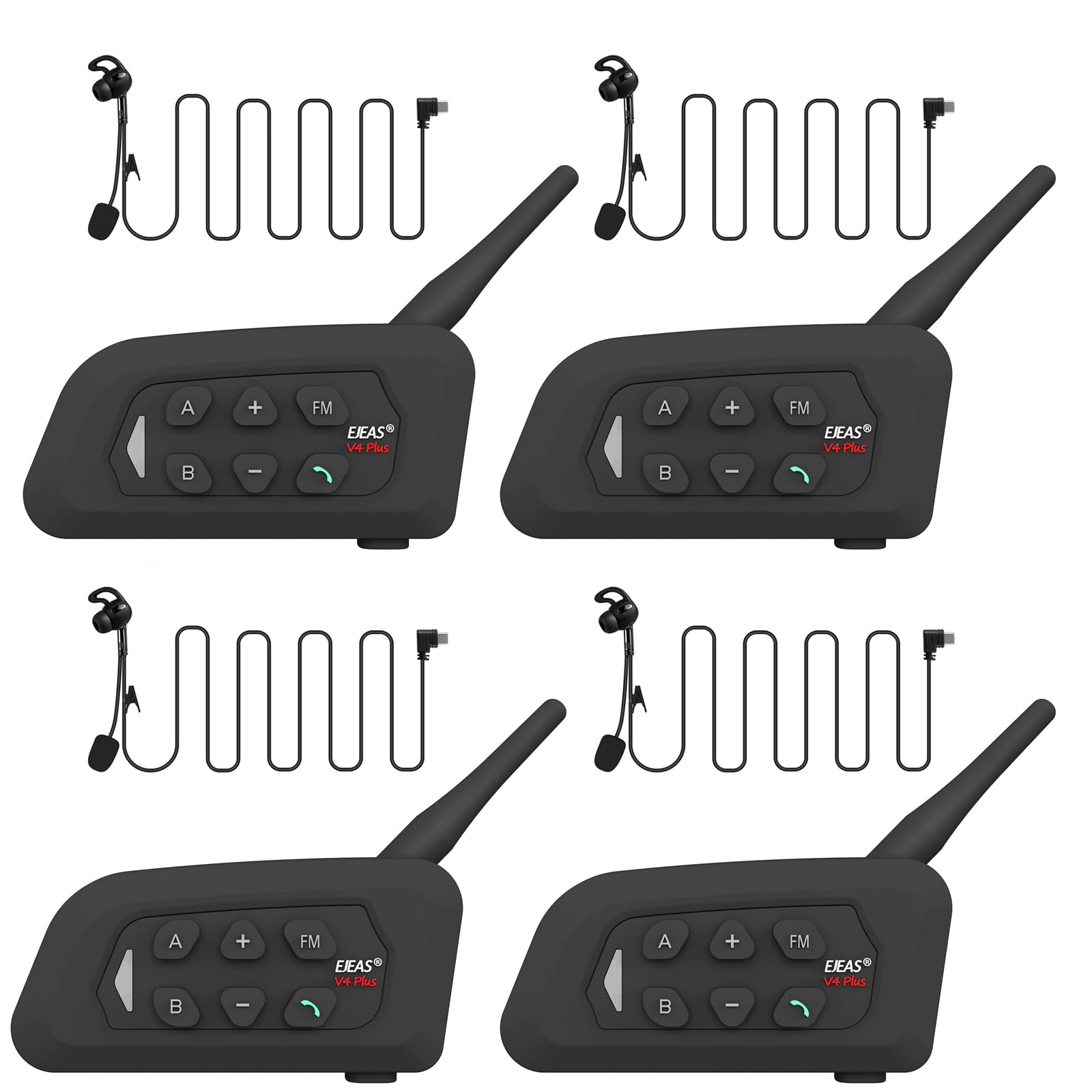 MIMIRACLE Referee Headset, Type C Left Ear Referee Communication System with Headset Earphone, Simple Pairing Bluetooth Intercom for Football Soccer Handball -4 Pack 4 Pack Left Ear