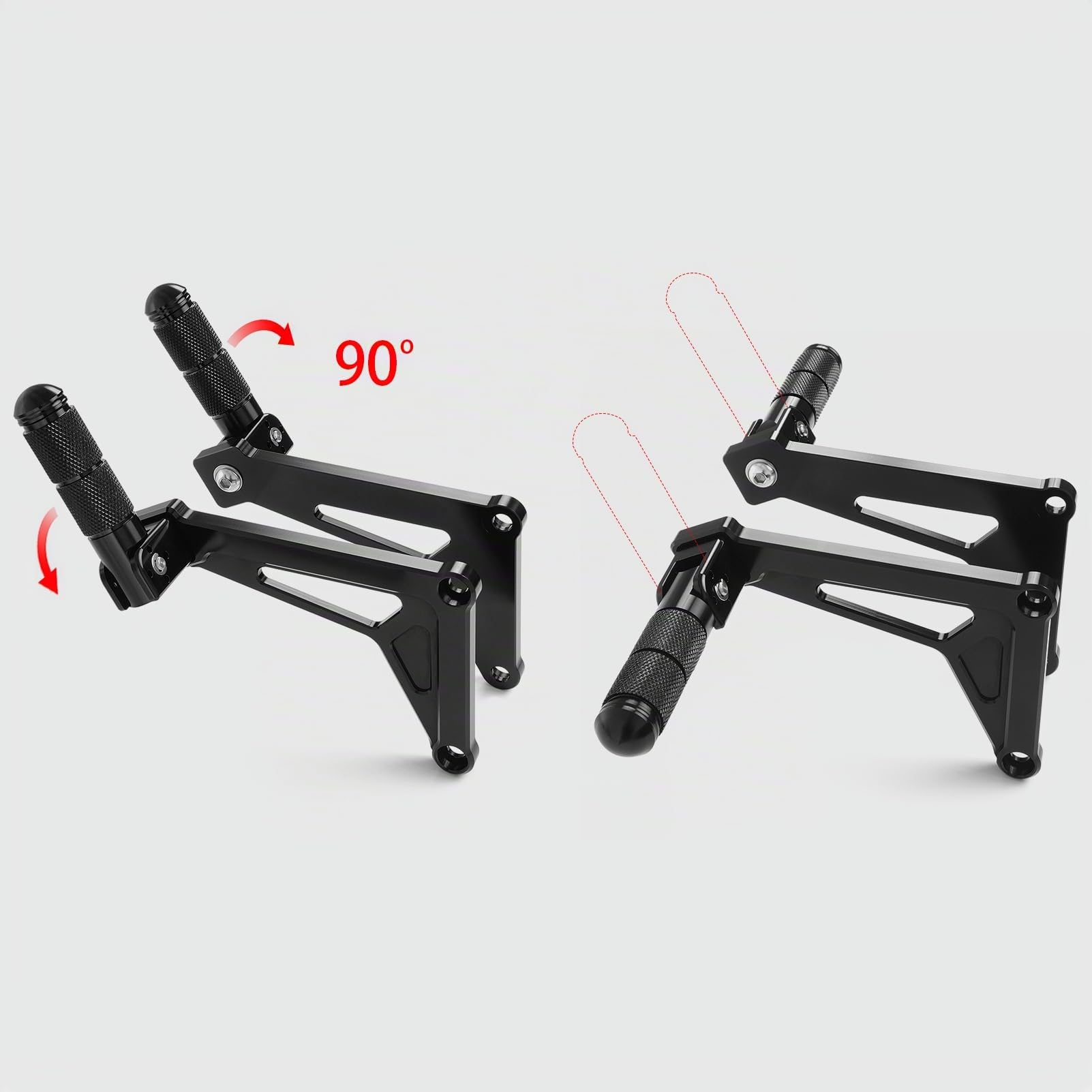 WOOGA Extensiones de clavija de pie trasero de pasajero estriberas extendidas Pedal Reposapiés plegable para Ho&nda Monkey 125 / Z125 Z 125 Accesorios 2018-2025 (JB02/JB03) (Estilo B - Negro)