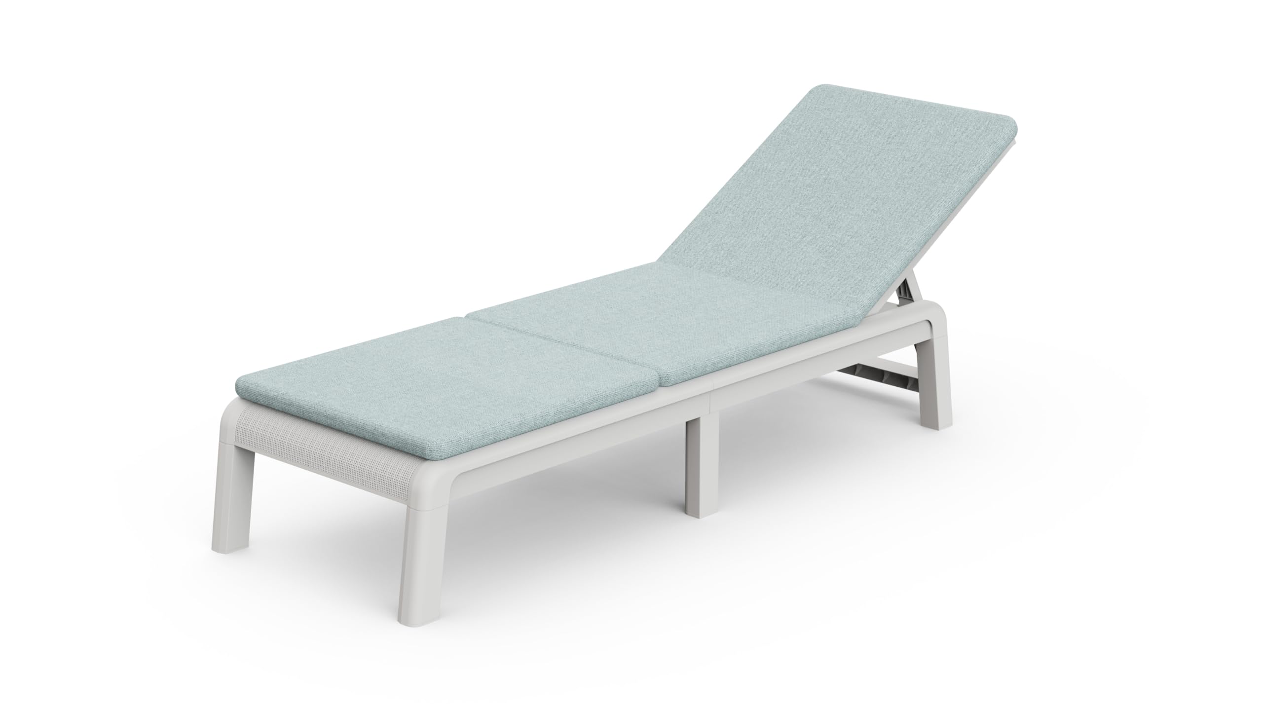 Keter Palma Lettino Prendisole Pieghevole da Esterno, Ideale per Giardino e Terrazzo, Dotato di Cuscino, 187,5x58x29H cm, Colore Bianco