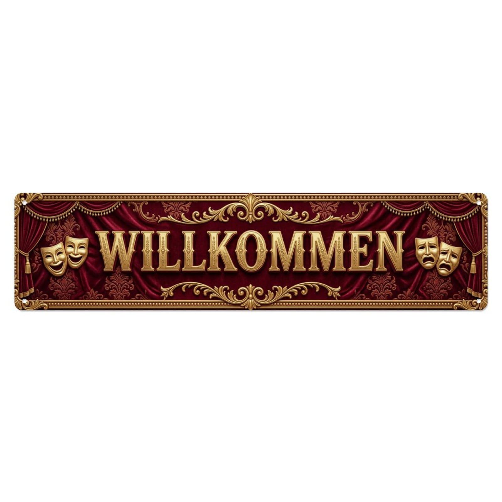 Velvet Burgundy Theater Luxury Welcome Metal Tin Sign