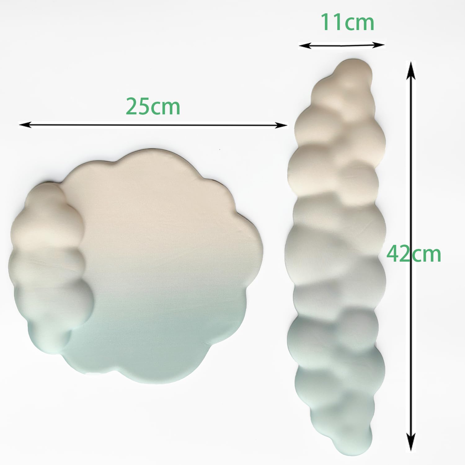 Repose Poignets Clavier - Couleur Dégradé Bleu-Blanc 42x11x2cm， Repose Doux Cloud Souris Ensemble Pour bureau gaming ordinateur portable maison Ergonomique Souple et Confortable