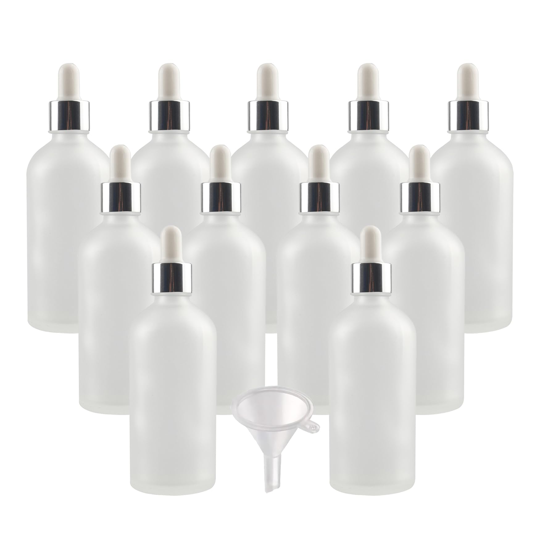 24 Piezas 100ml Mate Transparente Frasco Cuentagotas Cristal, Botellas Cuentagotas Vacío con Plata Pipeta de Vidrio, para Muestra Fragancias de Aceites Esenciales de Aromaterapia Masaje