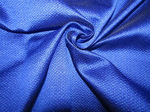 Brocart de soie filée Bleu BRO270 jacquard bleu pour couture