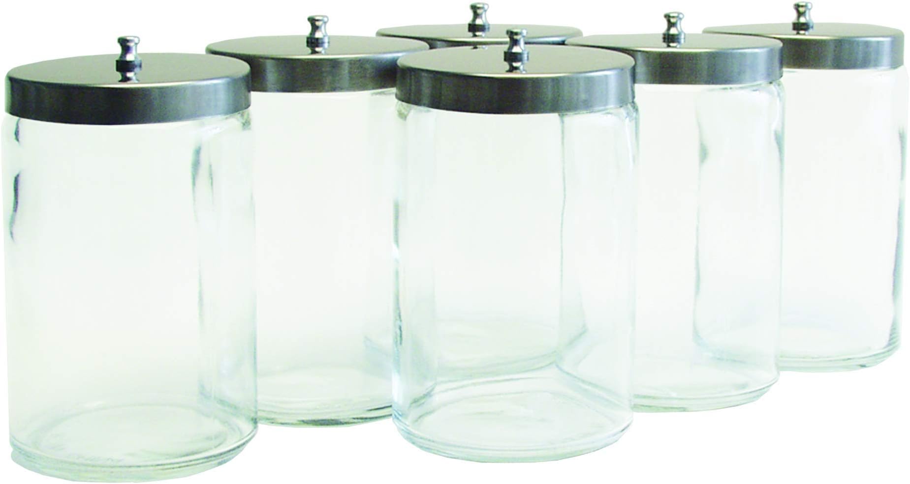 Graham-Field Glass Medical Sundry Jars with Lids, 7 x 4.25”, Clear Unlabeled Jars for Supplies (6 Count)