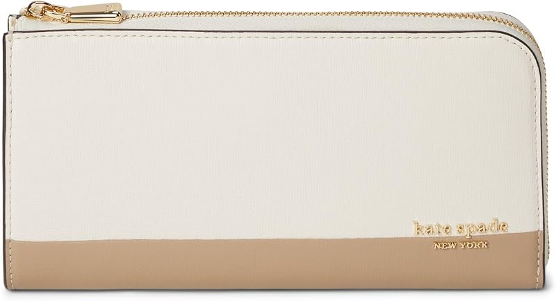 kate spade new york Devin Colorblocked Saffiano Leather Zip Around Continental Wallet, Timeless Taupe Multi