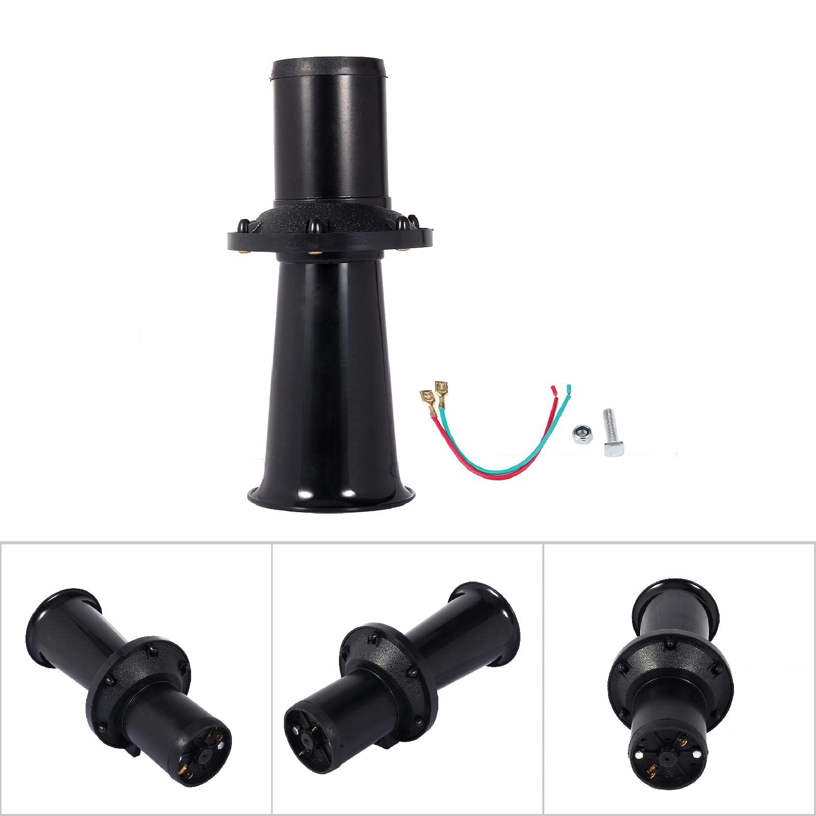 KIMISS 12V 110DB Car Truck Vintage Old Horn Siren AHH-OOO-GAH OOGA(Silver) (Black) loose-match