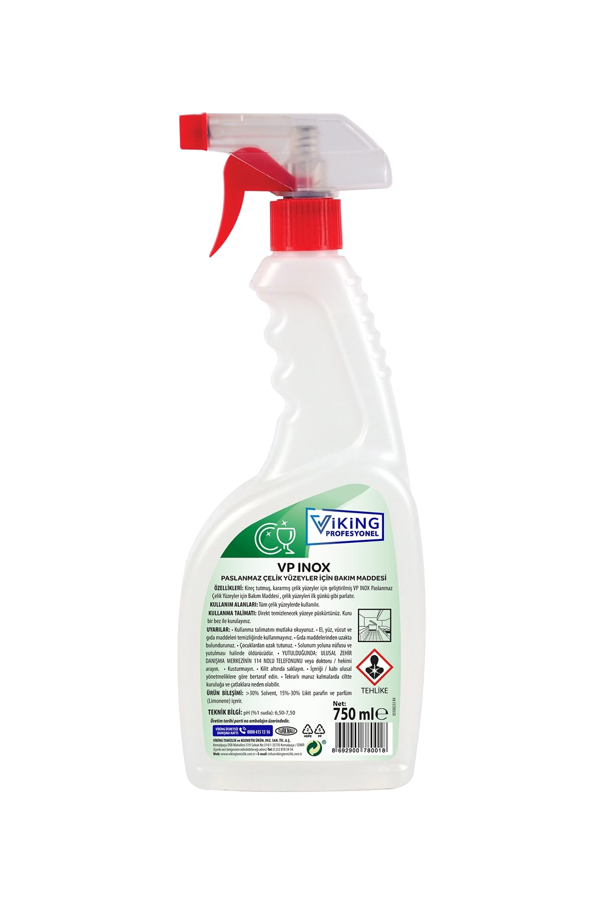 Viking VP Inox Paslanmaz Çelik Yüzeyler İçin Bakım Maddesi 750 ml