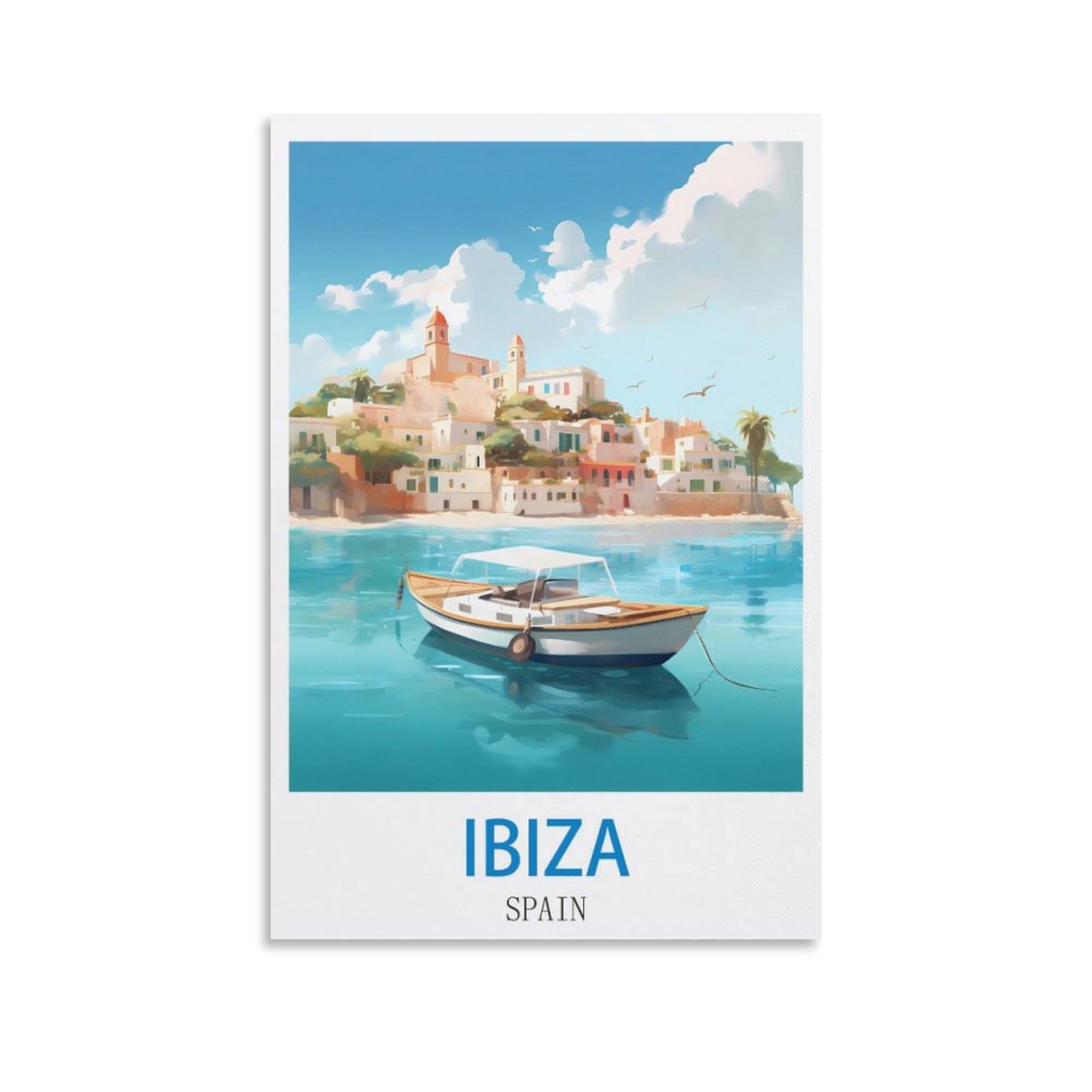 Fzyuen Unframe-Style Ibiza Spain Vintage Travel Posters 08X12inch(20X30cm) Canvas Wall Art Prints For Wall Decor Room Decor Bedroom Decor
