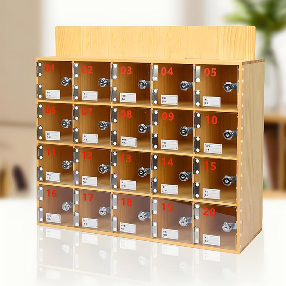 Estaciones de carga de teléfonos móviles, cajas de almacenamiento de madera para teléfonos móviles, armario de almacenamiento de múltiples celdas para gestionar teléfonos móviles, caja montada en la