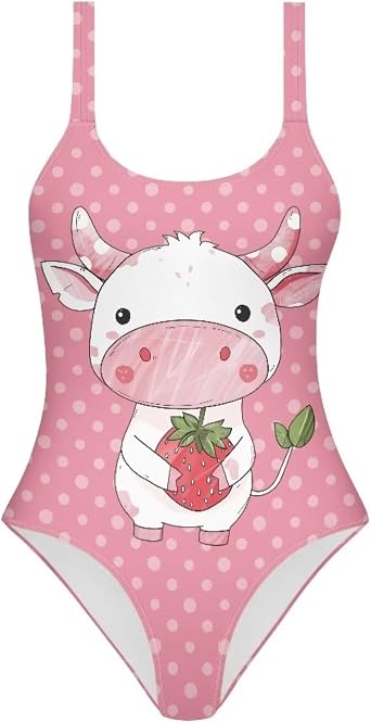 Pink Cartoon One-Piece Swimsuit for Girls & Teens