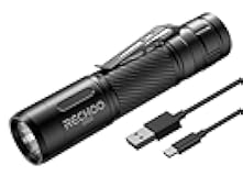 RECHOO Flashlight Rechargeable, G800 LED Flashlight with 3 Lighting Modes, Fixed Focus, Pocket Clip, Small EDC Flash Light for Emergency, Camping Gear (Battery Included)