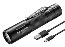 RECHOO Flashlight Rechargeable&comma; G800 LED Flashlight with 3 Lighting Modes&comma; Fixed Focus&comma; Pocket Clip&comma; Small EDC Flash Light for Emergency&comma; Camping Gear &lpar;Battery Included&rpar;