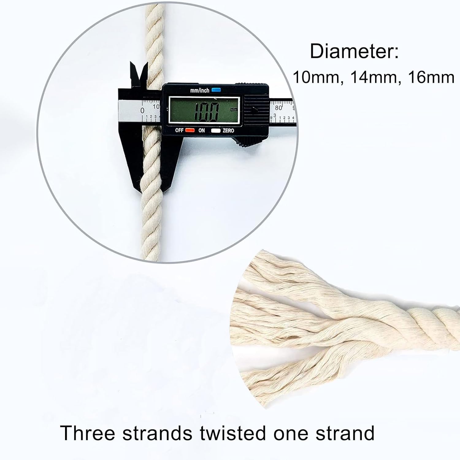 Aoneky Twisted Cotton Rope (5/8 inch x 100 ft)