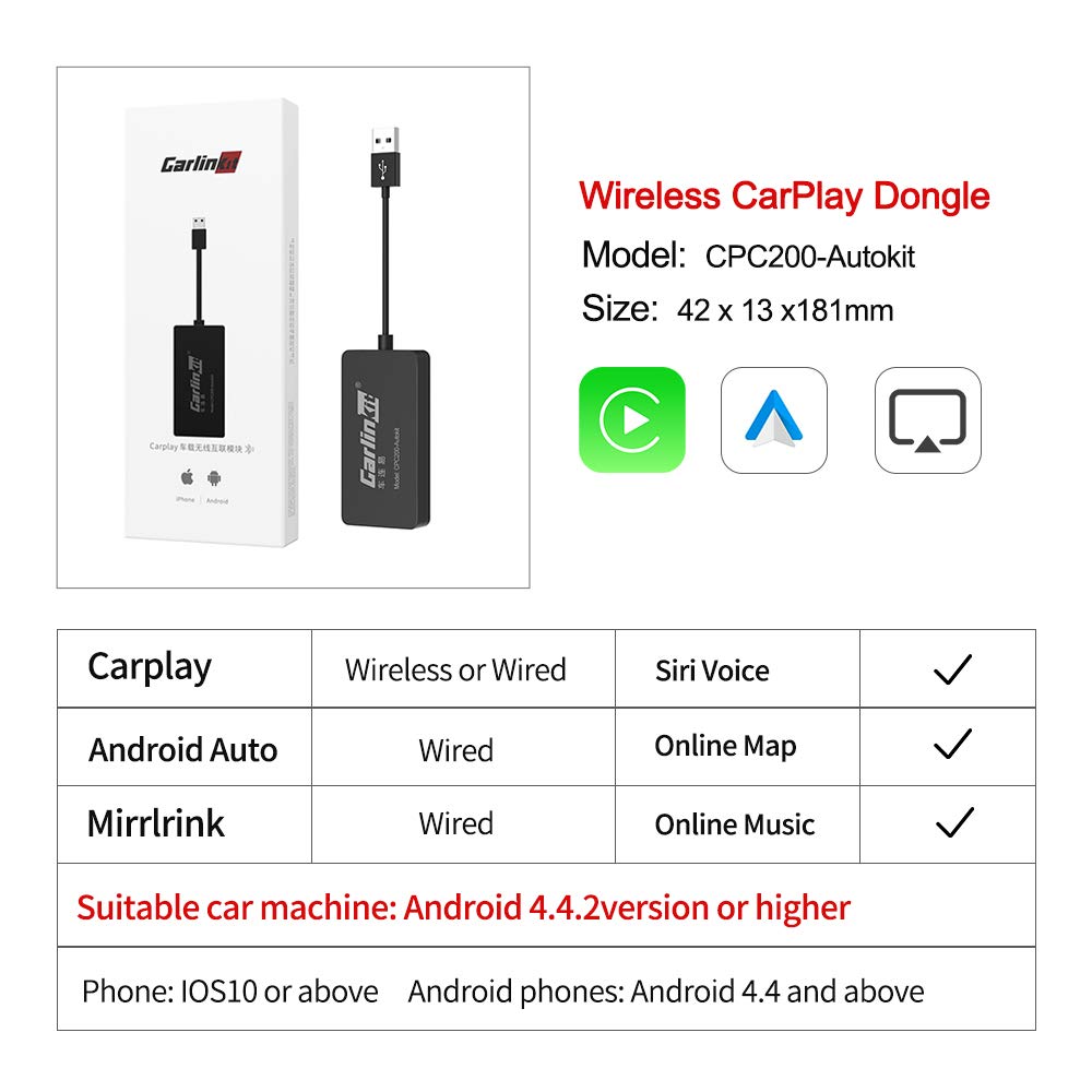 CarlinKit 2022 USB carplay adapter,Applicable to the aftermarket Android car system version 5.0
