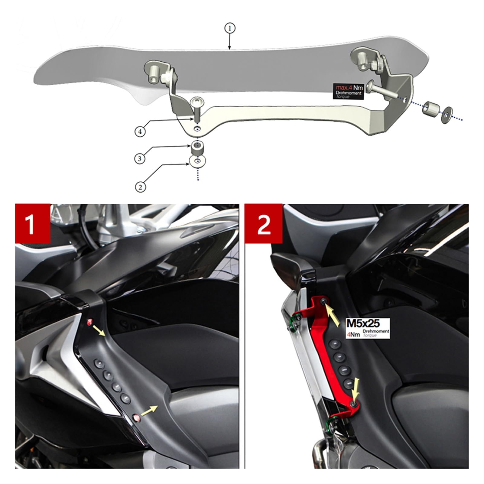 Seitenspoiler Für BMW K1600GT 2017-2021 - Windabweiser In Dark Smoke