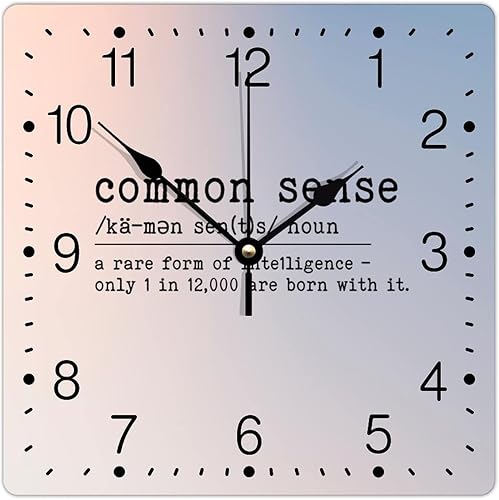 Zyadsinoudor Reloj de pared de PVC, definición de sentido común, sin marco, citas primitivas, palabras con definición de 12 pulgadas, cuadrado,