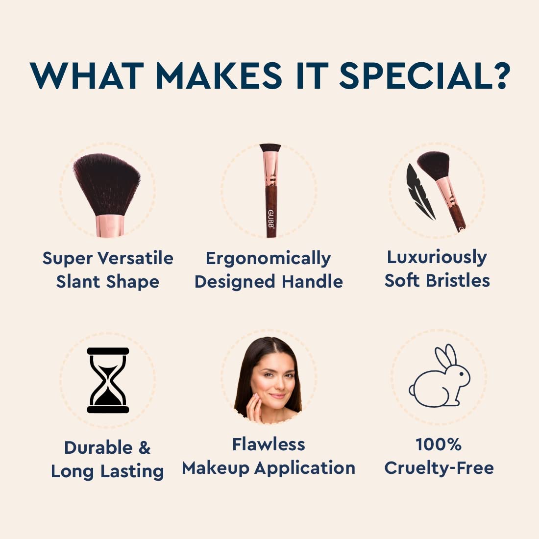 GUBB Blush Brush For Face Makeup | Blusher Brush | Wooden Makeup Brush Single - Image 2 thumbnail