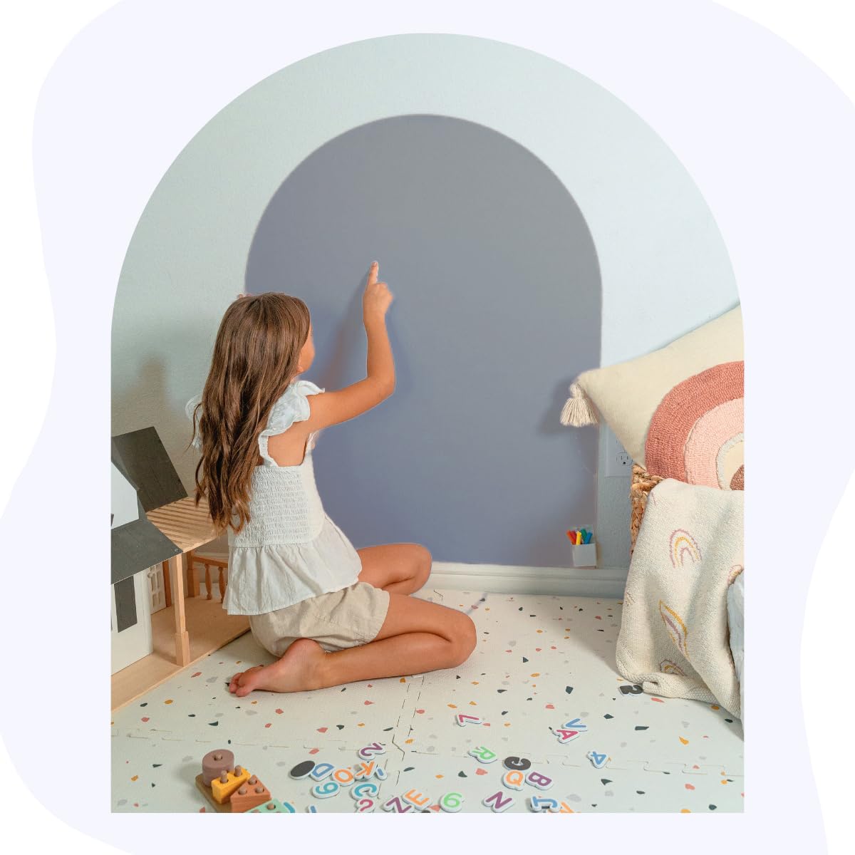 Autocollant mural magnétique pour salle de jeux d'enfants colorée