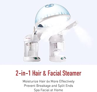 Red Pro Hair Therapy 2-in-1 Hair Steamer & Facial Steamer for Hydration Deep Cleaning, Designed for Personal Care at Home or Spa & Salon, Moisturize Hair 6x More Effectively