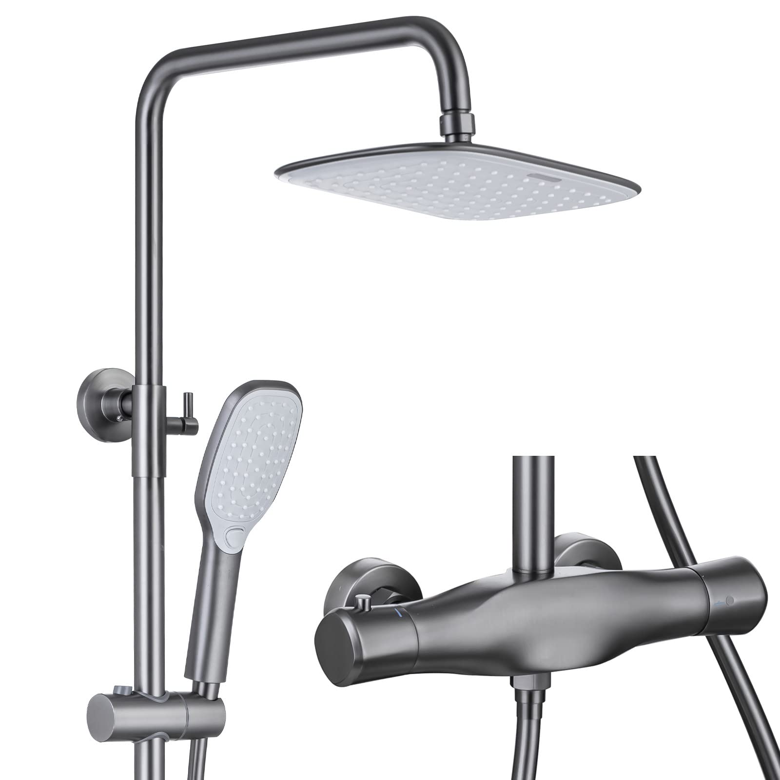 Ensemble de mitigeur de douche thermostatique 3 fonctions à bec de baignoire en cascade