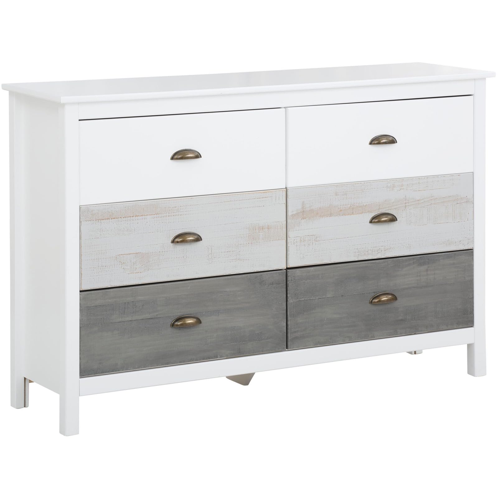 Dorel 6 Drawer Chest White Pine Wood 80x125x35cm