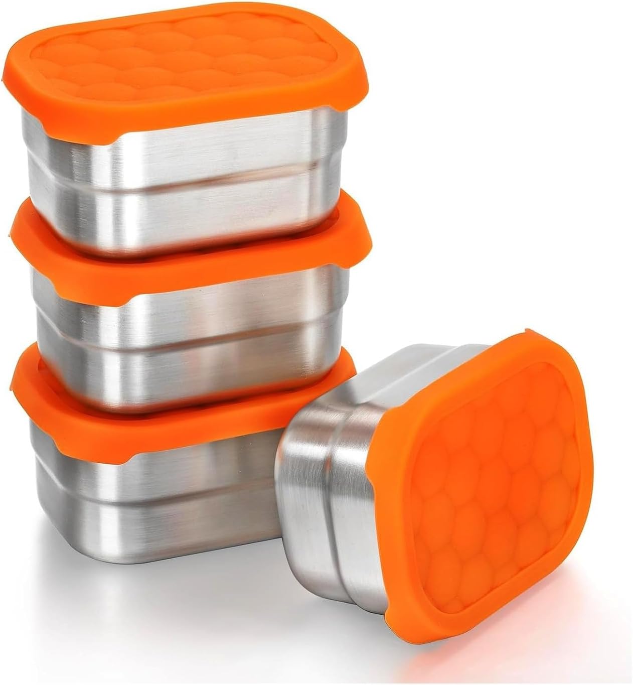 Premium Food Containers with Lids |Set of 4 8 Ounce -Stainlesss Steel Lunch Box for Kids Leak Proof Storage Solution Containers