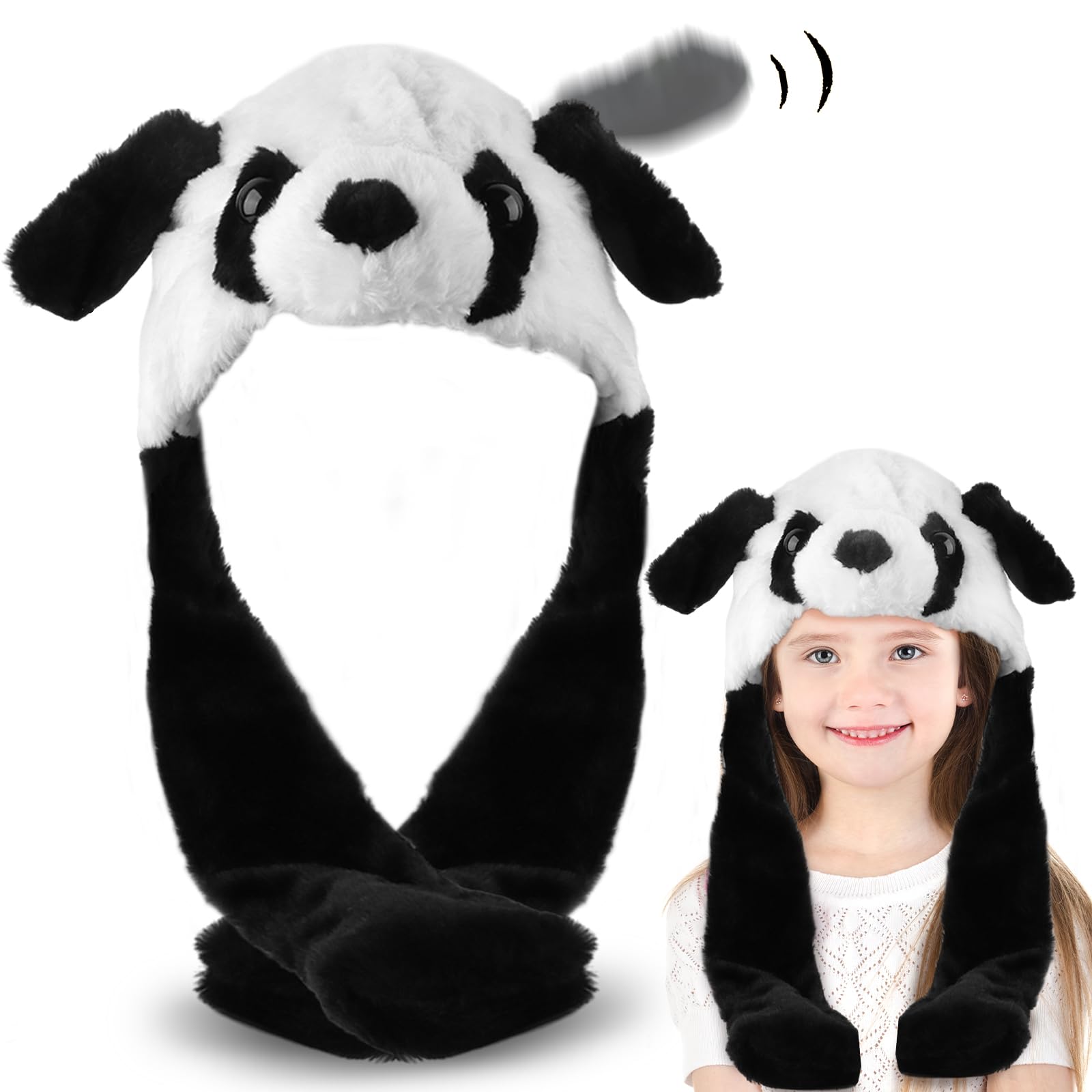 JemmytuRabbit Ears Hat, Rabbit Hat, Movable Ear Rabbit Hat, Hat with Wiggle Ears, Plush Rabbit Ear Hat, Hat with Movable Ears for Make Up Party