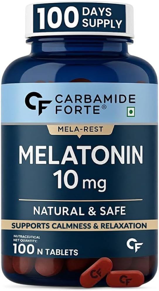 Carbamide Forte Melatonin 10 mg Pills | Sleep Supplement for Better Sleep | Melatonin Tablet for Restful Deep Sleep - 100 Veg Tablets