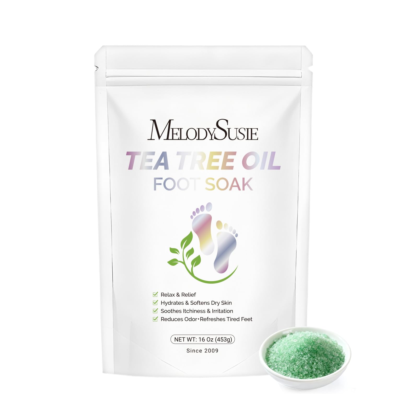 MelodySusie Tea Tree Oil Foot Soak with Sea Salt 1 Pound