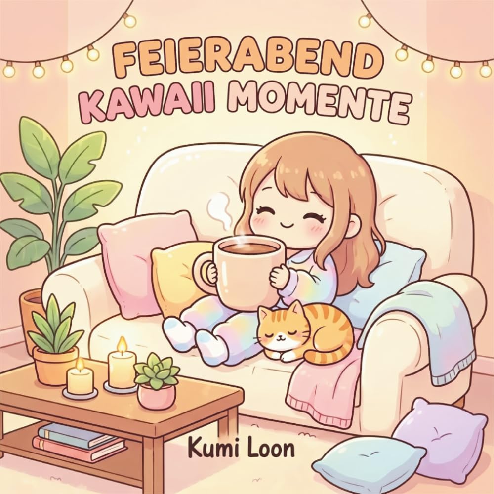 Feierabend Kawaii Momente: Gemütliches Kawaii-Malbuch zum Entspannen und Abschalten | 42 süße Illustrationen für deinen Feierabend (Cozy Kawaii Momente)