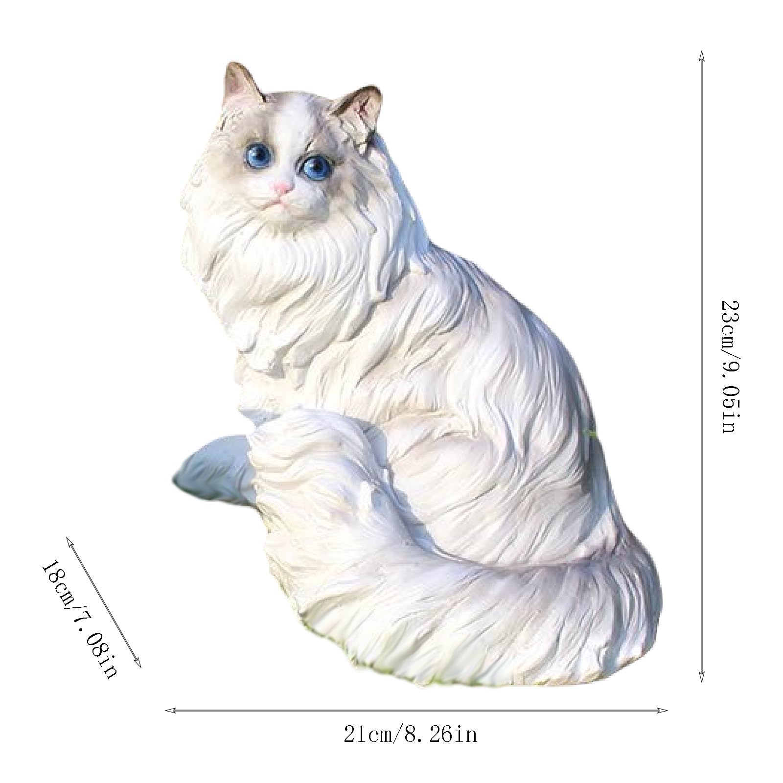 Urocza figurka kota Ragdoll, kreatywna rzeźba kota Ragdoll, figurka zwierzęcia z żywicy, ozdoba pamiątkowa dla zwierząt domowych, prezenty dla miłośników kotów (B)