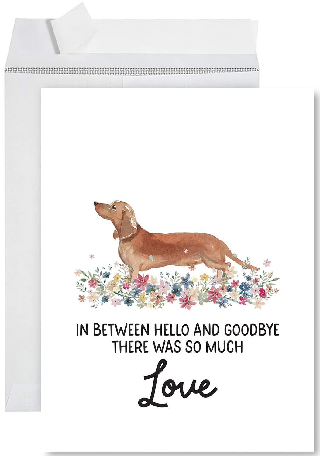 Carte Condoléances Vétérinaires - Chien Noir Et Fleur Blanche