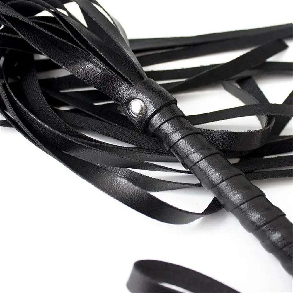 1 pezzo di frusta in pelle nera per selezionare la frusta agitante in pelle fatta a mano, utilizzata per le feste di gioco