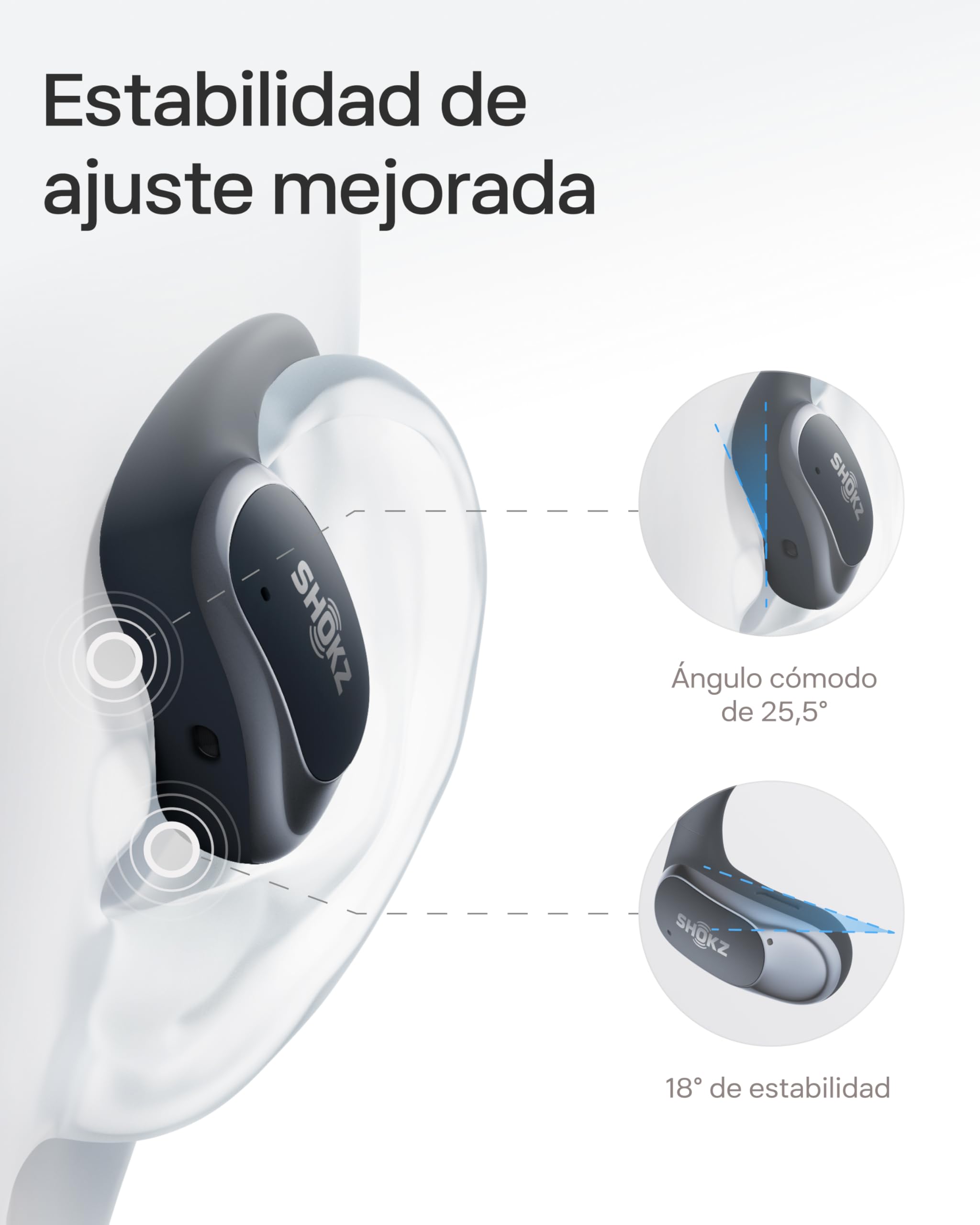 Shokz Auriculares Open-Ear OpenFit Air, Bluetooth con Micro, IP54, Negro | Resistencia al Agua IP54 | 28h de reproducción | Carga rápida | Auriculares Inalámbricos | para Entrenamiento