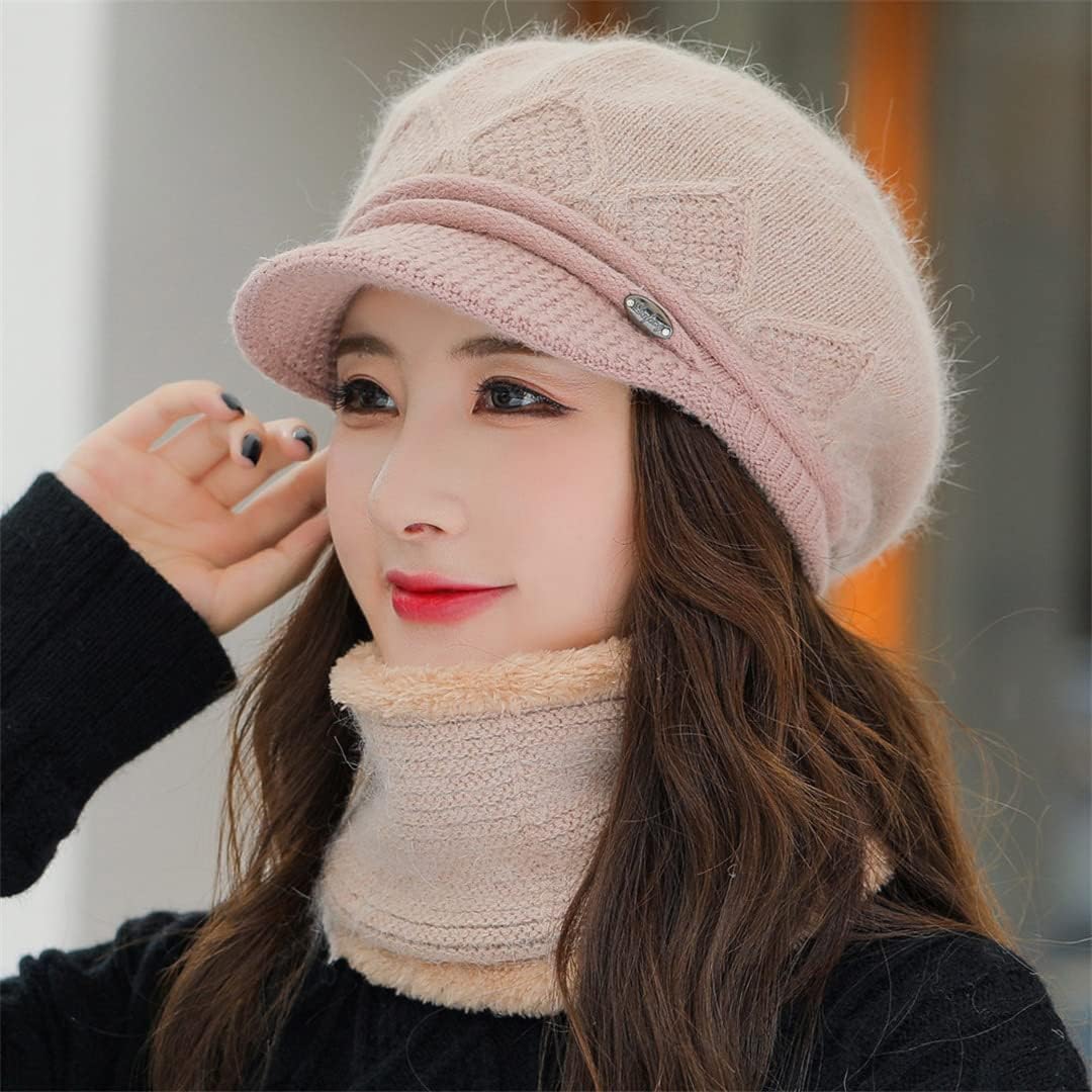 Warmline Winter Hats for Women Women's Warm Fleece Lined Knit Cuff Thermal Winter  Hat with Pompom Fashion Forward Warm Thick Casual Winter Hats with Fur Lining Warm Women Winter Wa