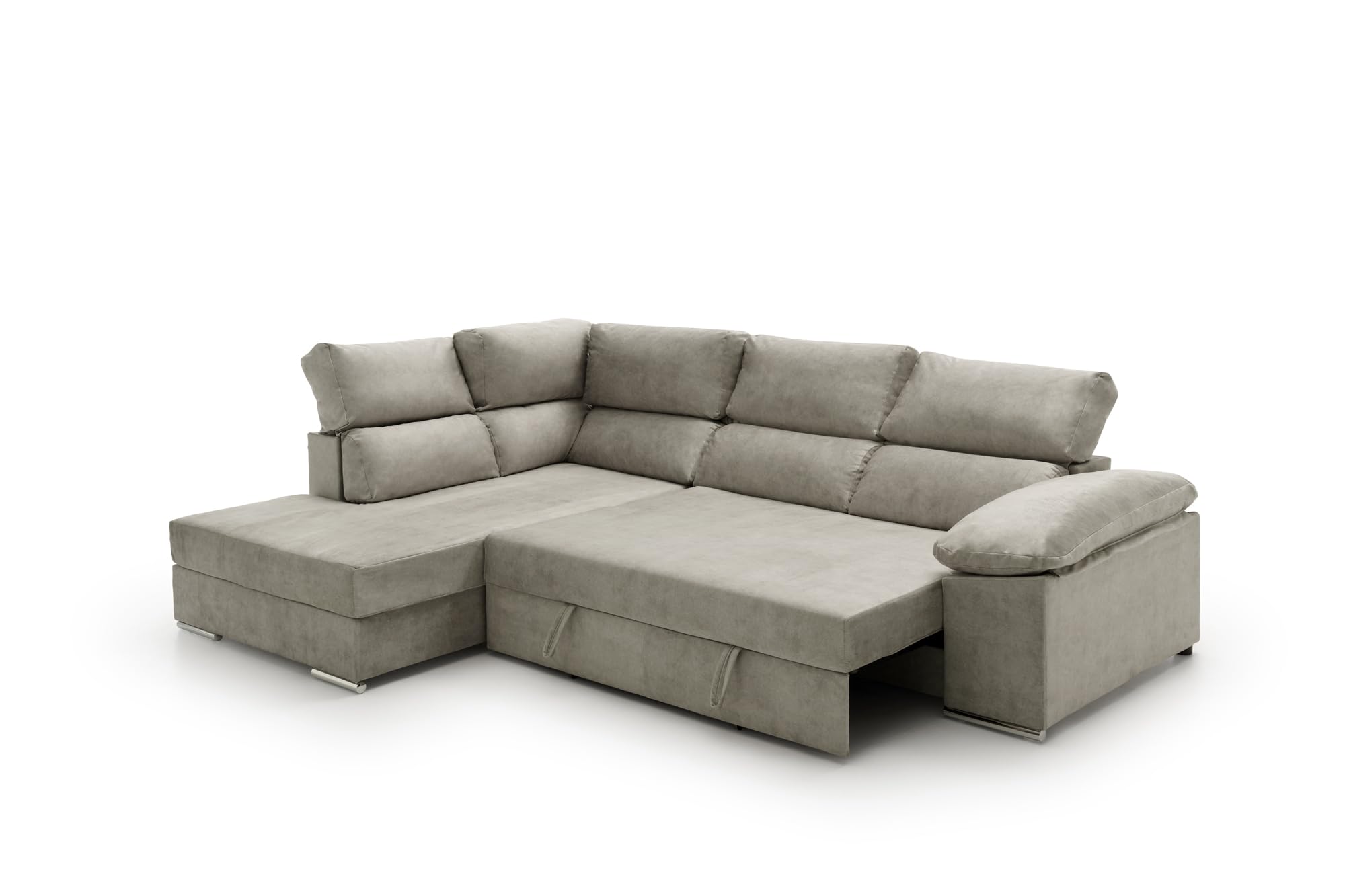 Sofa Cama Chaise Longue Fiorella Alta Gama Gris Izquierda